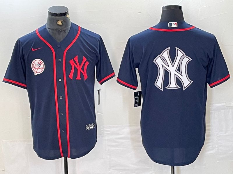 Men New York Yankees Blank Blue Third generation joint name Nike 2024 MLB Jersey style 4